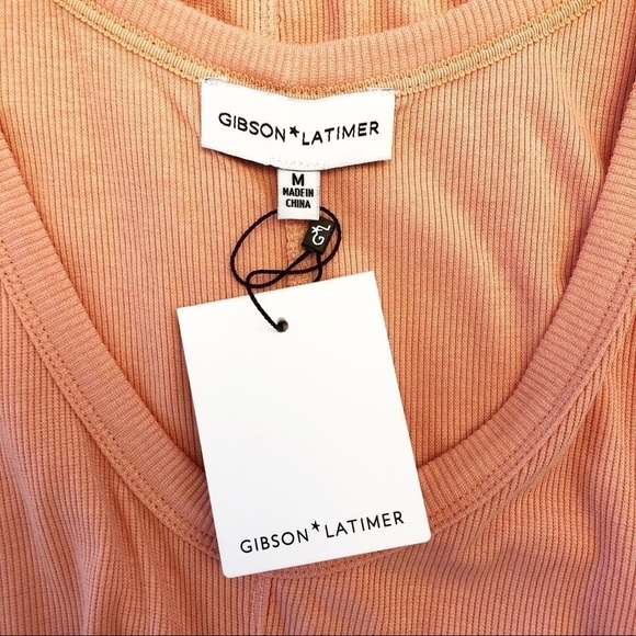 GIBSON LATIMER NWT Hi Low Ribbed Knit  Sleeveless Top in Peach Size Medium - Picture 12 of 13